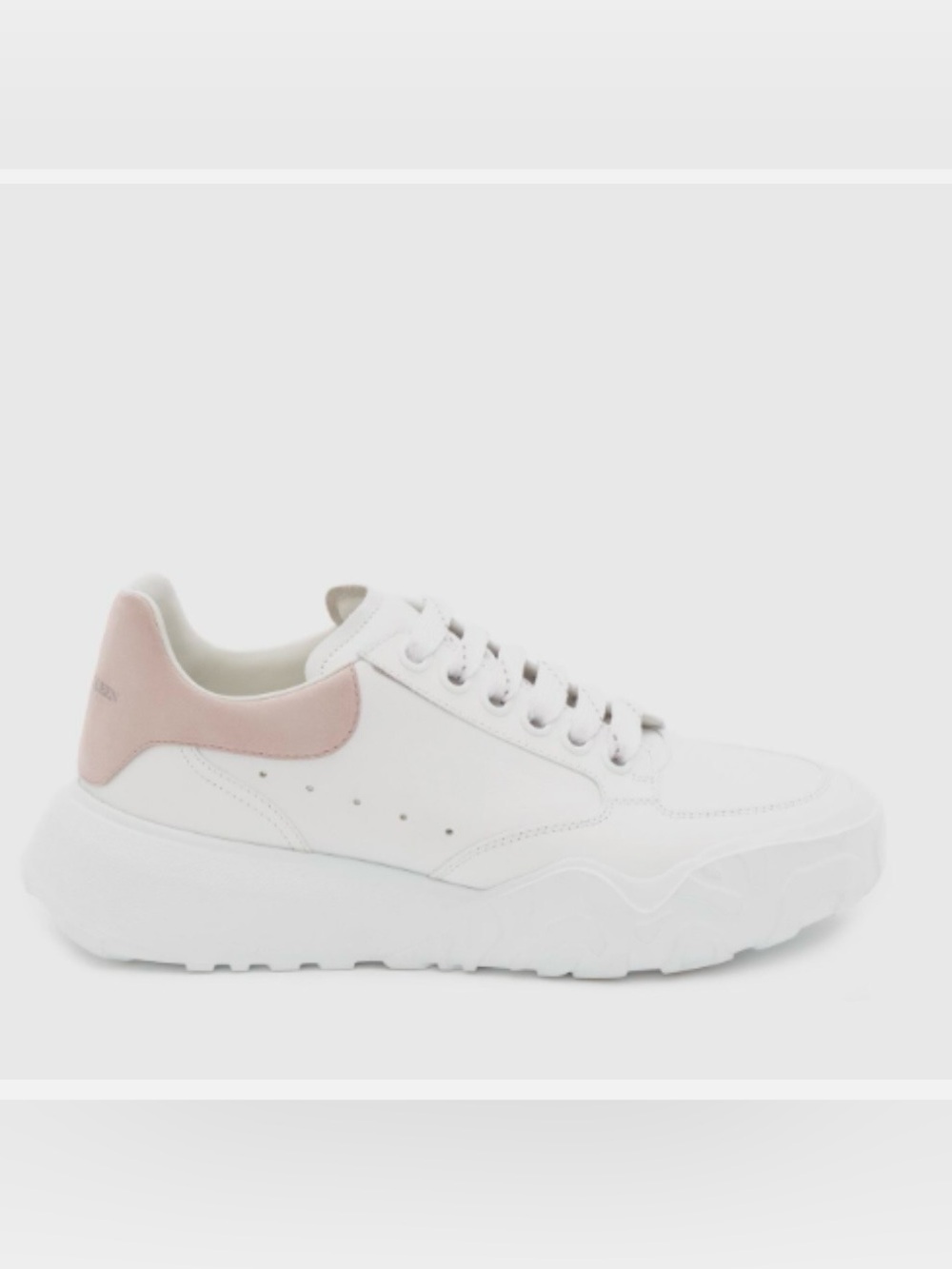 Alexander McQueen Women Leather Low Top Court Sneakers, Pink/White, 35 EU